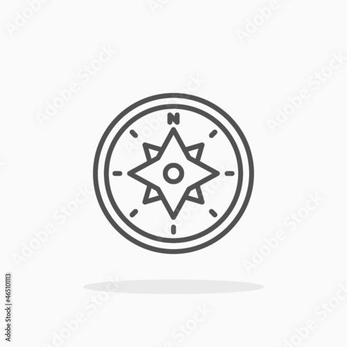 Compass icon. Editable Stroke and pixel perfect. Outline style. Vector illustration. Enjoy this icon for your project.