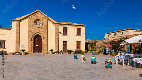 The picturesque village of Marzamemi, in the province of Syracuse, Sicily. Square of Marzamemi, a small fishing village, Siracusa province, Sicily, italy, Europe.