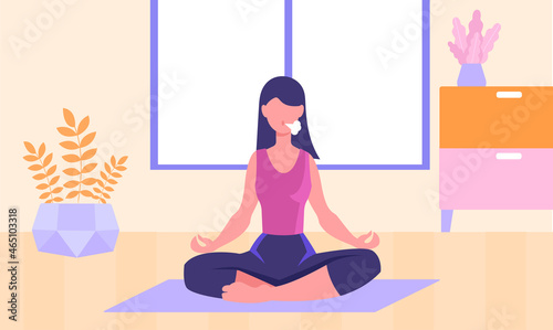 Woman breathing at home