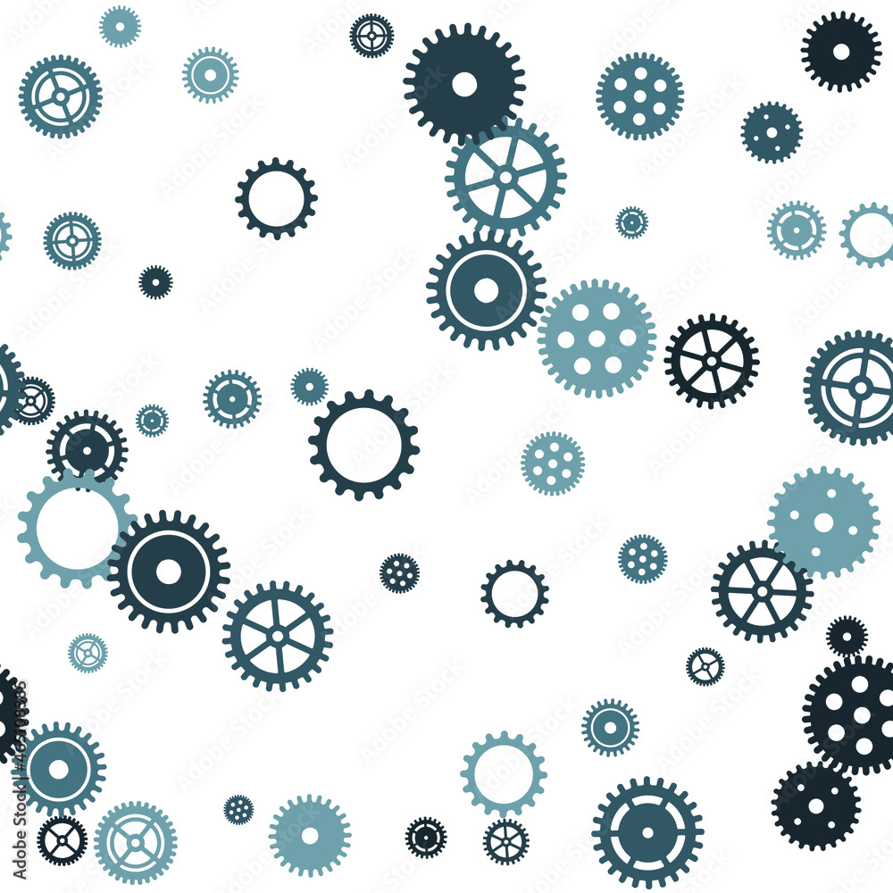 Gears icons seamless pattern, cogwheel pictograms. Mechanical industry elements, motor or clock circle parts with cogs. Mechanical cogwheel gears. Flat icons isolated. Motion symbols. Gears icons seamless pattern, cogwheel pictograms. Mechanical industry elements, motor or clock circle parts with cogs. Mechanical cogwheel gears. Flat icons isolated. Motion symbols.