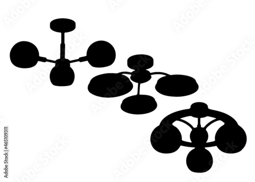 Hanging chandeliers for the room and kitchen included. Vector image.
