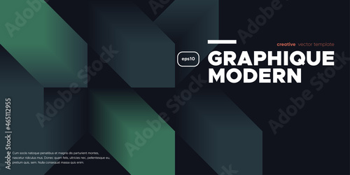 Dark geometric banner design. Cubic Gradient shapes composition. Vector illustration.