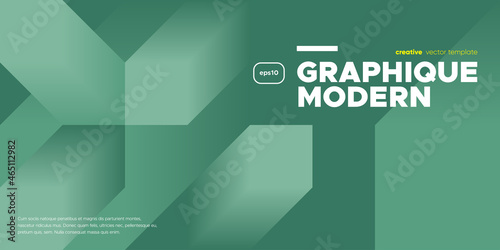 Cyan geometric banner design. Cubic Gradient shapes composition. Vector illustration.	