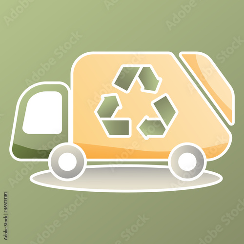 Garbage truck. Separation of garbage and recycling waste. Isolated vector element.