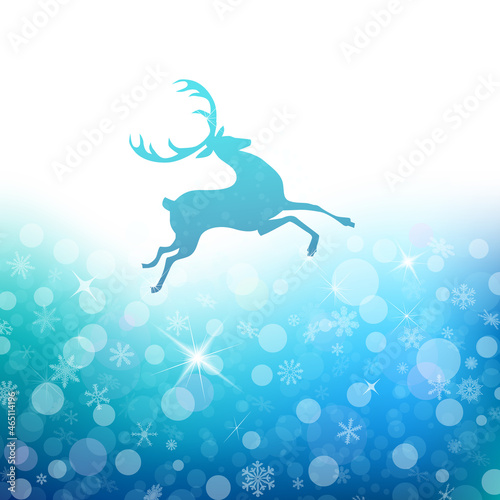 Running deer. Merry Christmas. Vector illustration