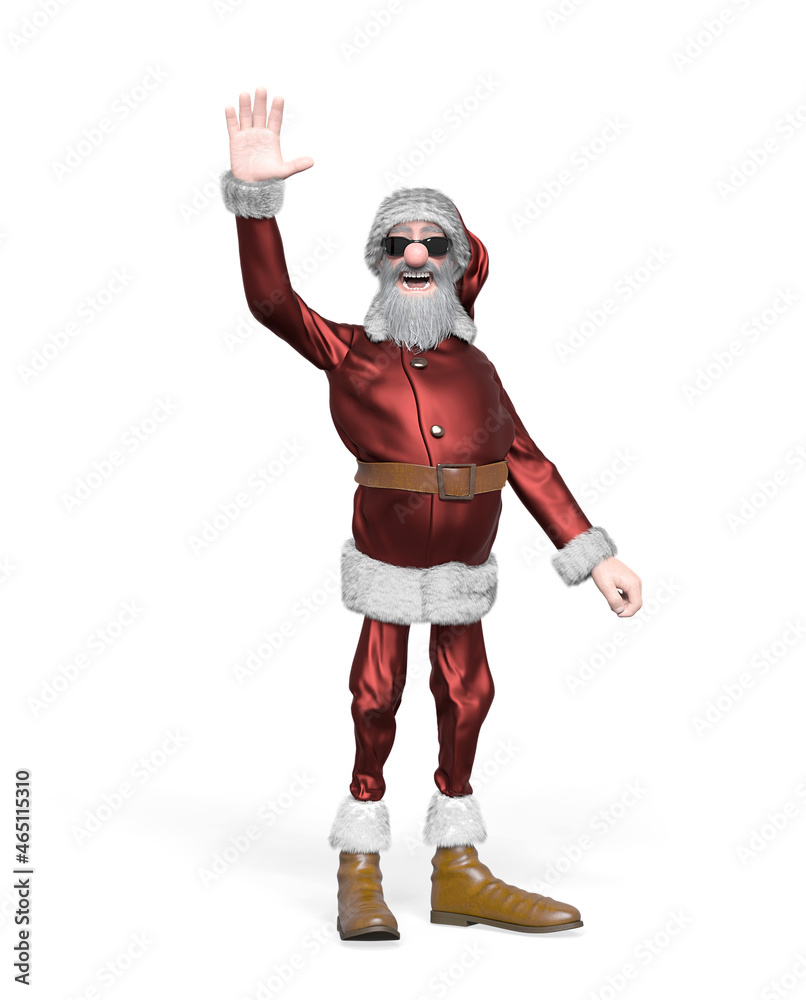 santa claus is waving and saying a happy christmas to you