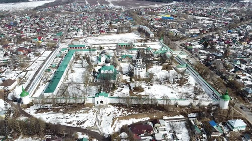 Alexandrov, Russia - 03 April 2021: Russian cities, Museum-Reserve Aleksandrovskaya Sloboda from a bird's-eye view photo