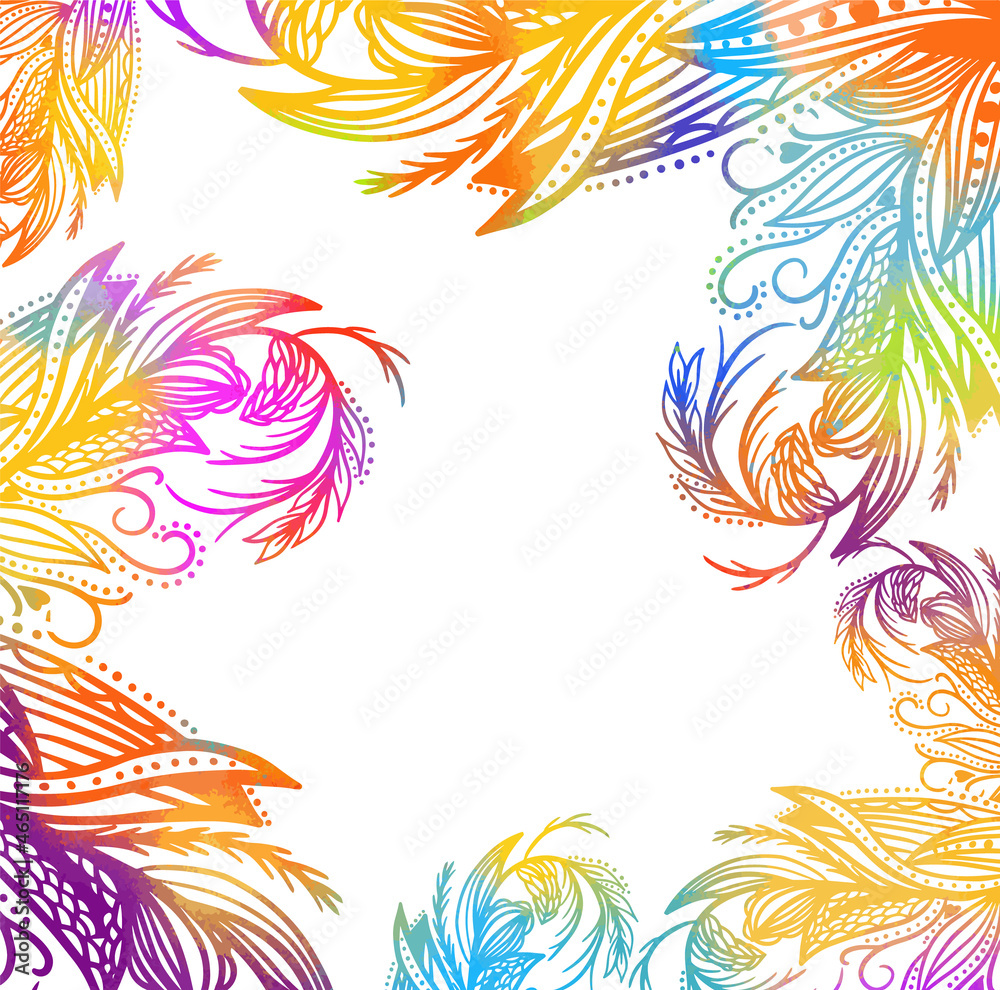 Multi-colored abstract background of lines and butterflies. Vector illustration