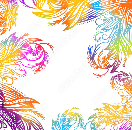 Multi-colored abstract background of lines and butterflies. Vector illustration