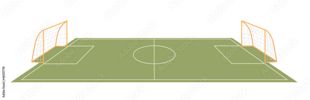 Fototapeta premium Green football field with gates vector illustration