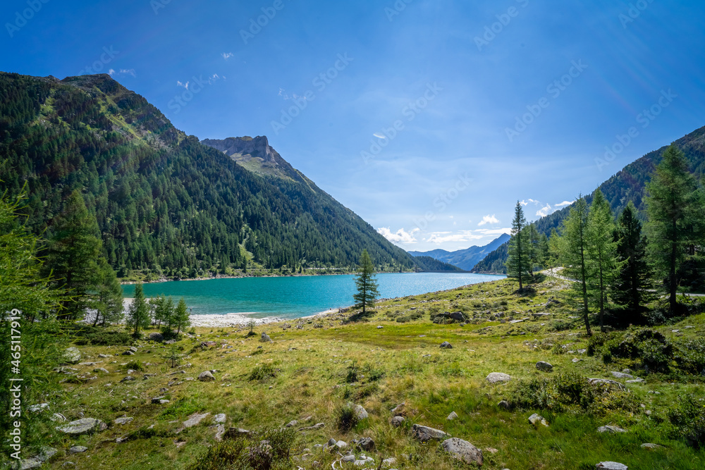 Hiking around the Neves Reservoir in  South Tyrol.