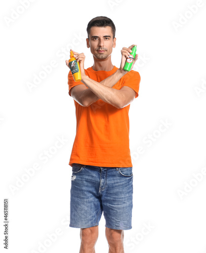 Young man with mosquito rep...