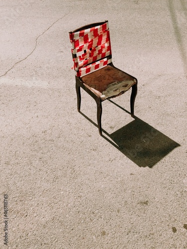 red chair on the street