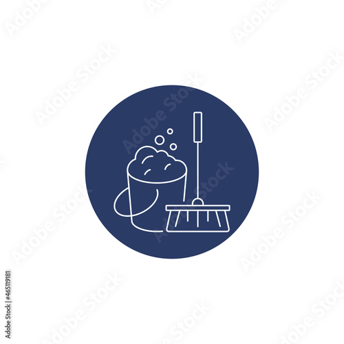 house cleaning bucket and brush icon