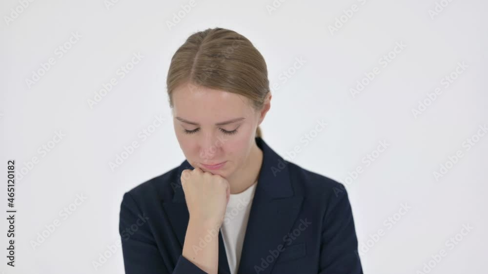 Young Businesswoman Taking Nap on White Background Young Businesswoman Taking Nap on White Background