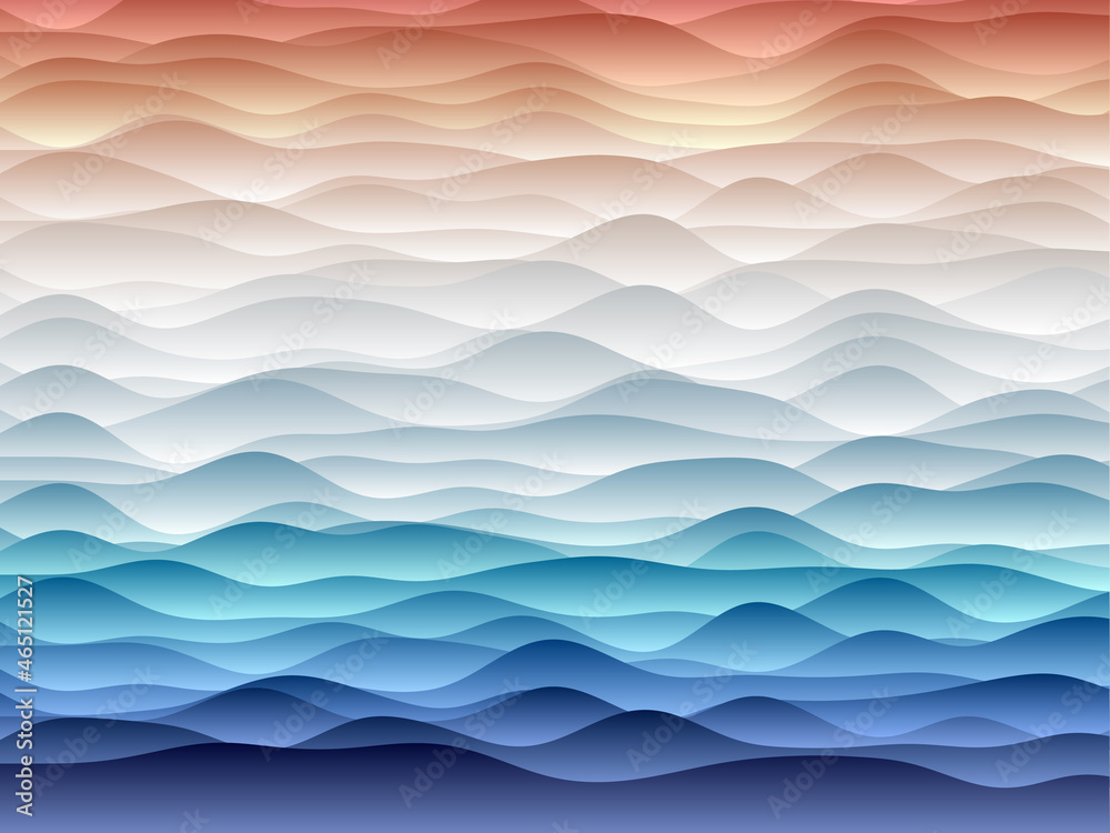 Obraz premium Abstract curves background. Smooth curves with gradients in red and blue colors. Classy vector illustration.