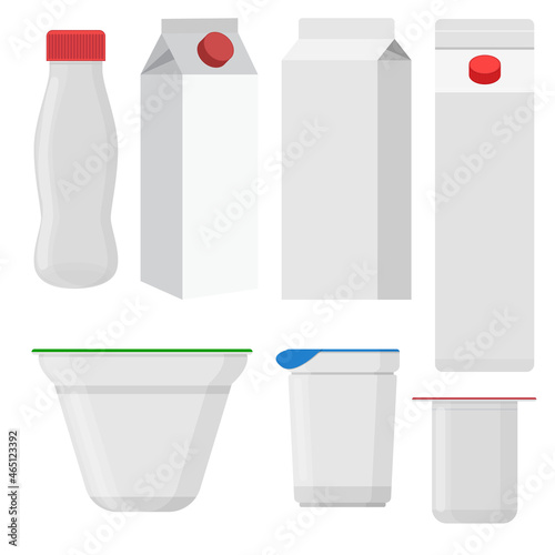 Set of dairy bottles products and package vector elements