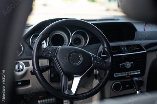 Steering wheel of a modern luxury car