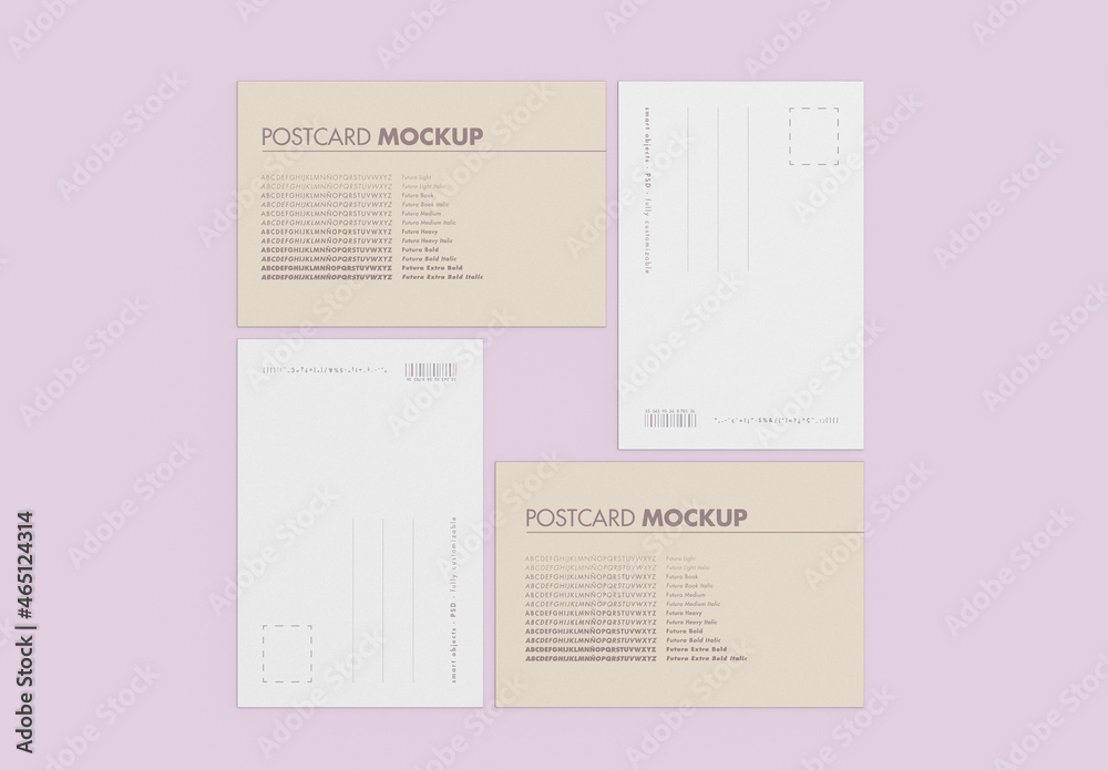 Front and Back View of Postcard Mockup Stock Template | Adobe Stock