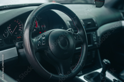 Black interior of a modern vehicle