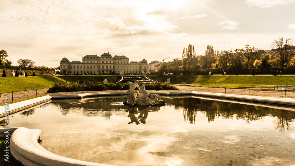 Belvedere Palace in baroque style consisting of two parts on ...