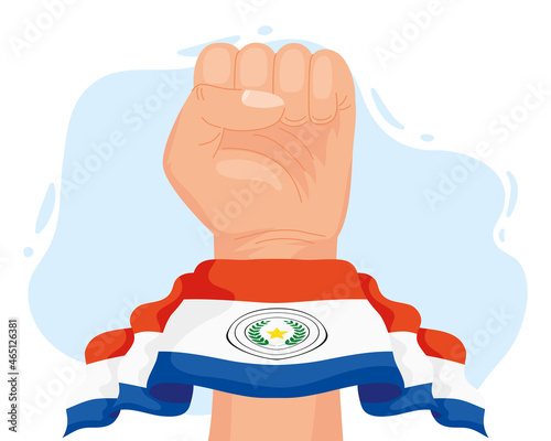 fighter hand with paraguay flag