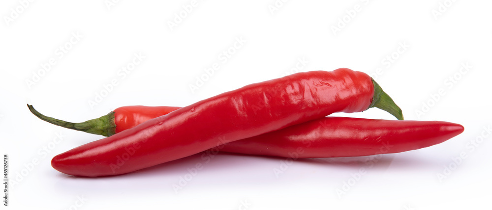 Chili pepper on a white background, chili pepper isolated, hot pepper.