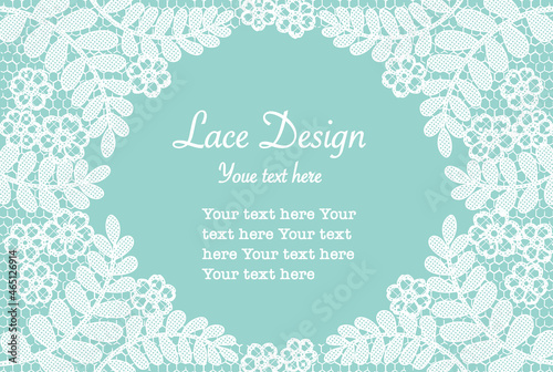 アンティークな花のレースを使ったフレームデザイン素材。ベクター・イラスト