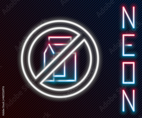 Glowing neon line No pack of milk icon isolated on black background. Not allow milk. Allergy concept, lactose intolerance allergy warning sign. Colorful outline concept. Vector