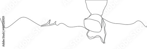 Oxygen mask and airplane image drawn in a single line. Objects for emergency instructions and emergency measures when traveling on an airplane.