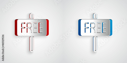Paper cut Free icon isolated on grey background. Paper art style. Vector
