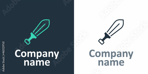 Logotype Sword toy icon isolated on white background. Logo design template element. Vector