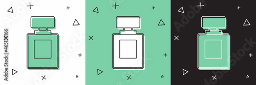 Set Perfume icon isolated on white and green, black background. Vector