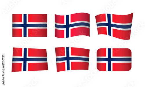 Norwegian Flag Set Norway Norge 17. Mai 17th of May Web Icons Logo - Waving Scandinavia National Nation North Flagg Norden Sticker Icon Button Symbol Shaded Constitution Day Roald Amundsen South Pole photo