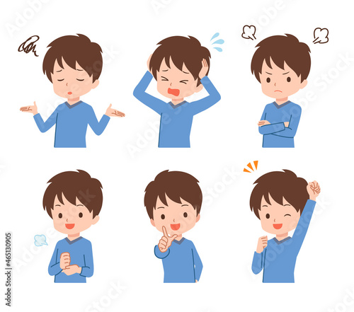 色々なポーズの私服の男性のイラスト