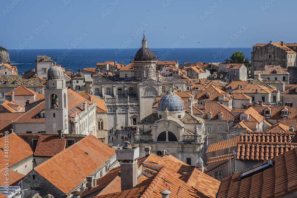 Picturesque Old Town of Dubrovnik. View from the fortress wall. Dubrovnik - UNESCO World Heritage Site. Croatia, Europe.
