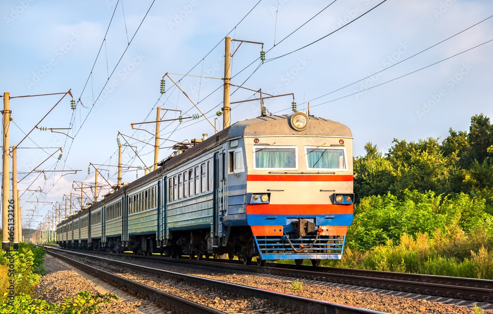 Suburban electric train in Odessa region, Ukraine