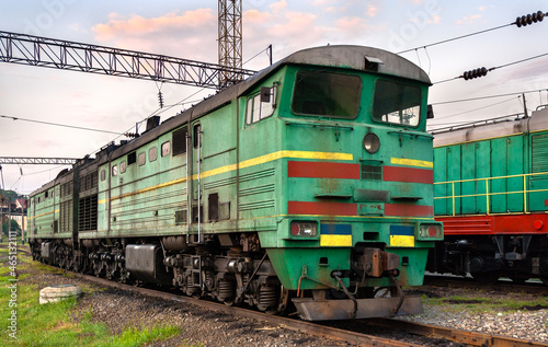 Diesel locomotive at a depot in Ukraine photo