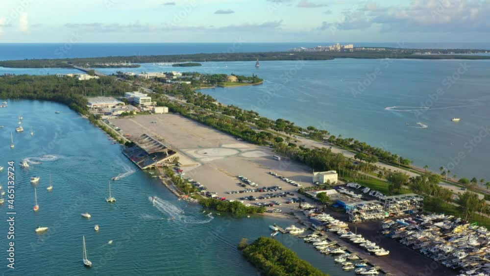 Aerial of Virginia Key flying toward Crandon Park Aerial of Virginia Key flying toward Crandon Park
