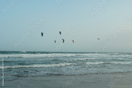 kite surfing on the beach