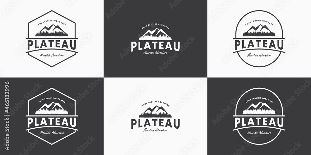 set of mountain plateau logo design adventure set of mountain plateau logo design adventure
