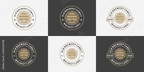 retro barrel, whiskey, brewery logo design collection