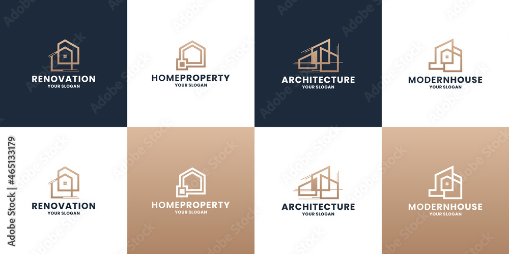 set of building real estate logo design . property, modern house, logo design