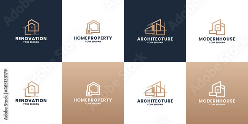 set of building real estate logo design . property, modern house, logo design