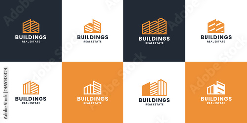 set of buildings logo design. real estate logo design collection