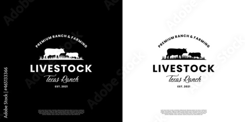 livestock retro logo design for ranch and farmer