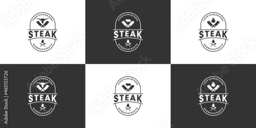 set of retro steak house logo design badge for restaurant and product labels