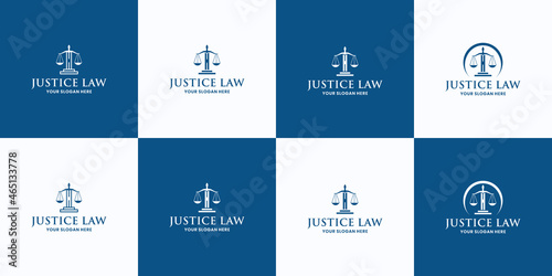set of justice pillar icon logo design for lawyer and company law enforcer