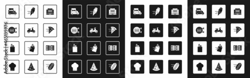 Set Online ordering burger delivery, Scooter, Fast by car, pizza, ice cream, Restaurant cafe menu and and icon. Vector