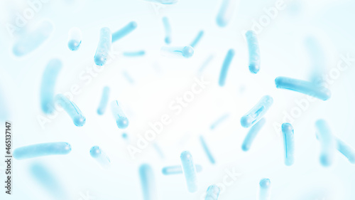 Probiotics. Restoring the intestinal flora. Blue color. Lactobacillus. 3d illustration. photo